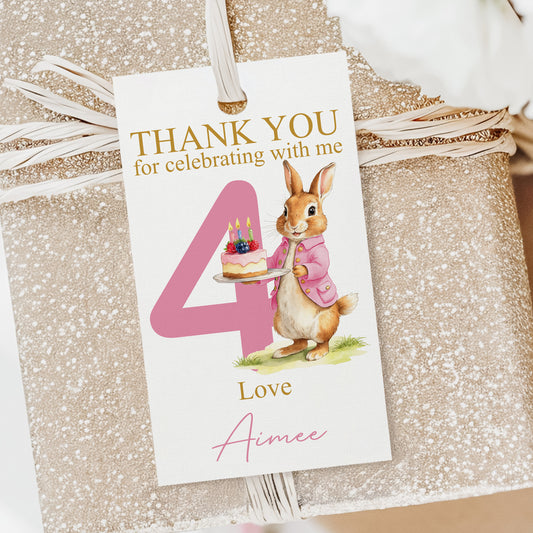 PERSONALISED PK10 FLOPSY BUNNY BIRTHDAY TAGS T030