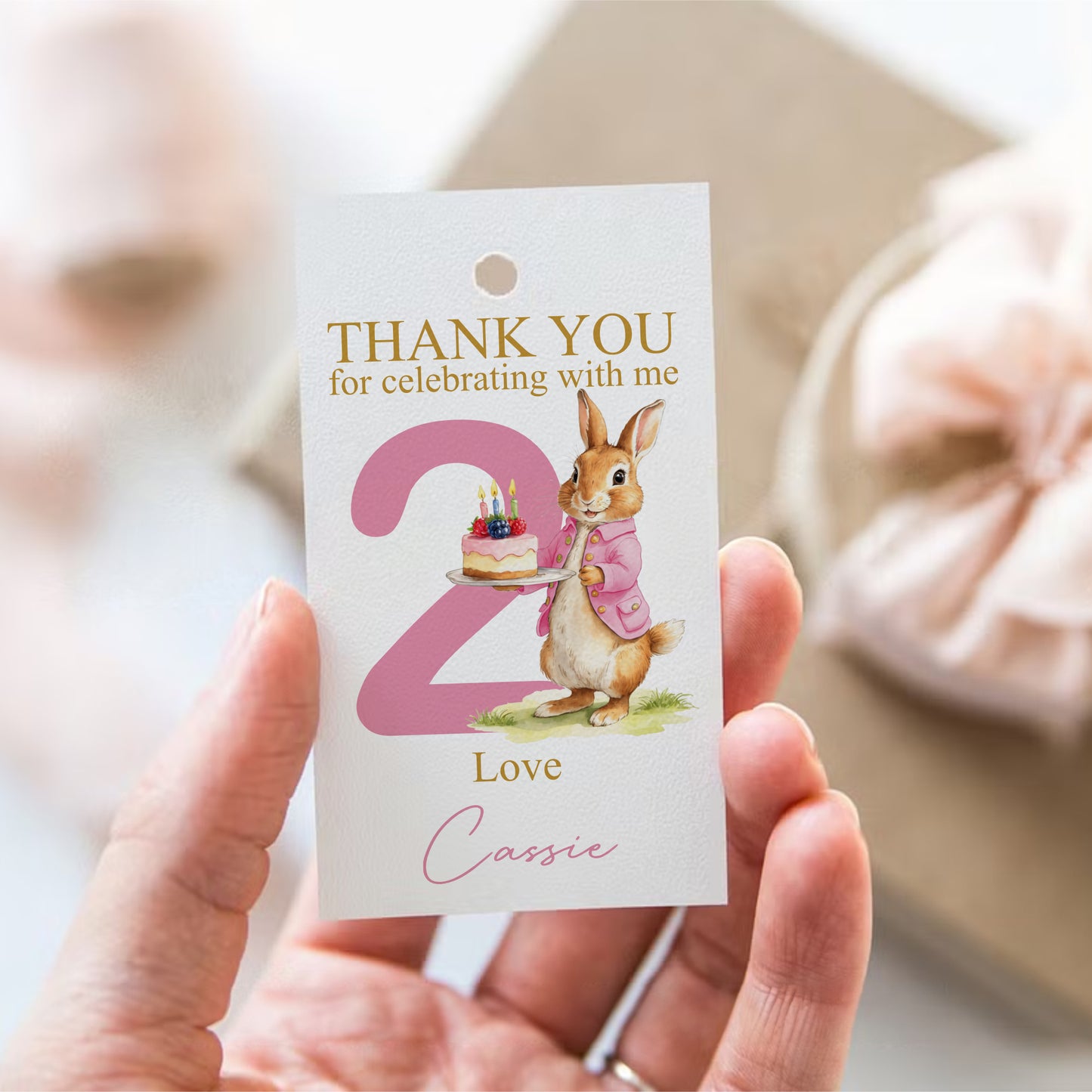 PERSONALISED PK10 FLOPSY BUNNY BIRTHDAY TAGS T030
