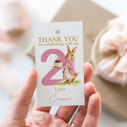 PERSONALISED PK10 FLOPSY BUNNY BIRTHDAY TAGS T030