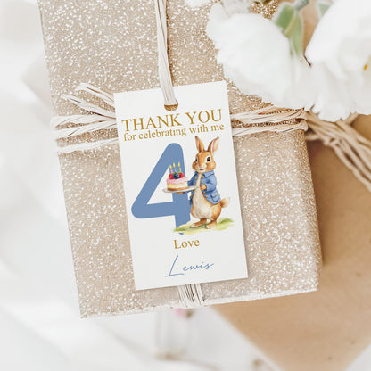 PERSONALISED PK10 PETER RABBIT BIRTHDAY TAGS T028