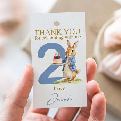 PERSONALISED PK10 PETER RABBIT BIRTHDAY TAGS T028