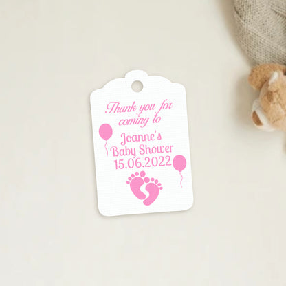 PERSONALISED PK15 BABY FOOTPRINTS BABY SHOWER TAGS T008