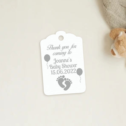 PERSONALISED PK15 BABY FOOTPRINTS BABY SHOWER TAGS T008