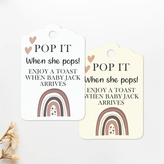 PERSONALISED PK15 BOHO RAINBOW BABY SHOWER TAGS T051