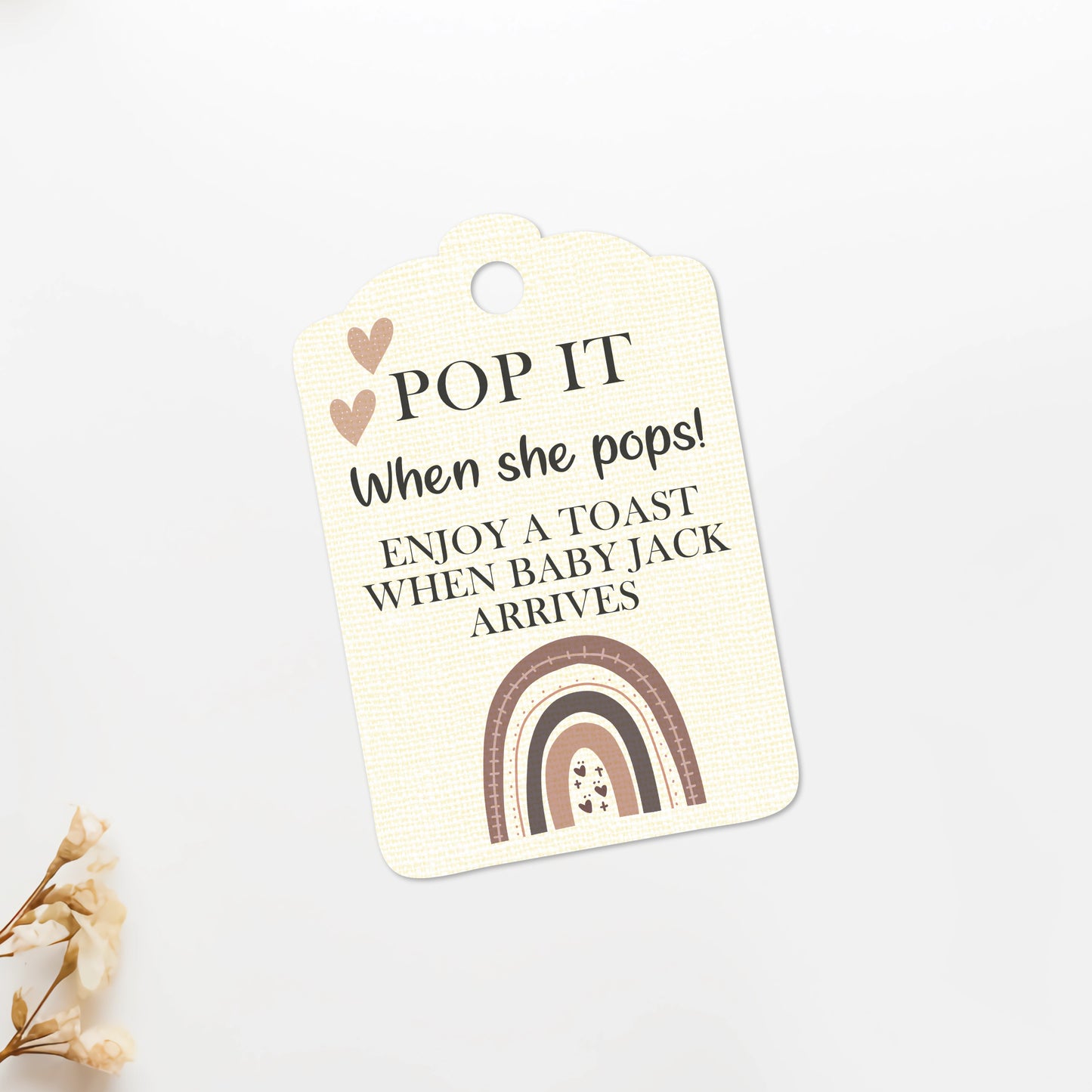 PERSONALISED PK15 BOHO RAINBOW BABY SHOWER TAGS T051