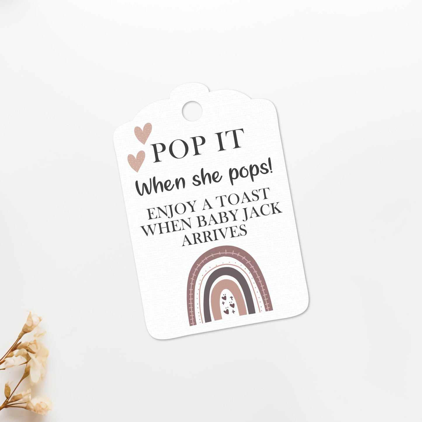 PERSONALISED PK15 BOHO RAINBOW BABY SHOWER TAGS T051