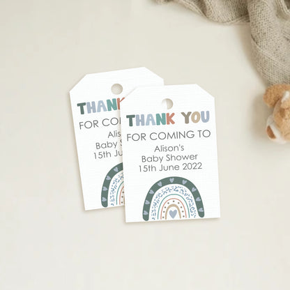 PERSONALISED PK15 BOHO RAINBOW BABY SHOWER TAGS T016