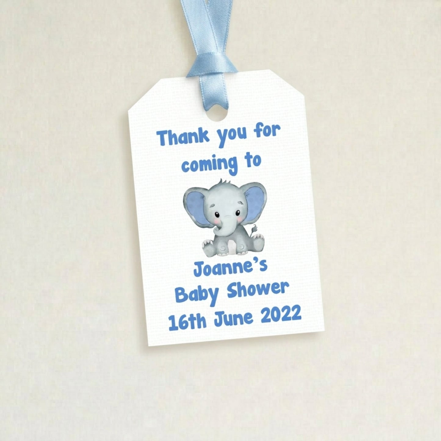 PERSONALISED ELEPHANT BABY SHOWER TAGS (PK15)