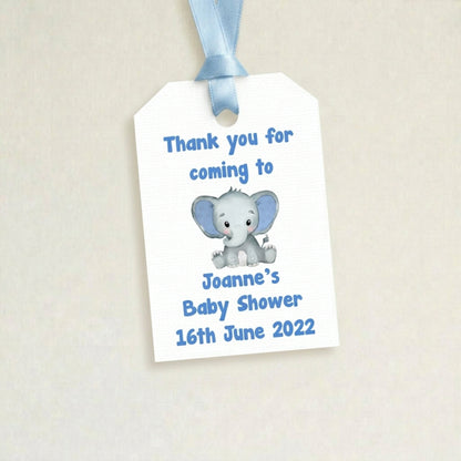 PERSONALISED ELEPHANT BABY SHOWER TAGS (PK15)