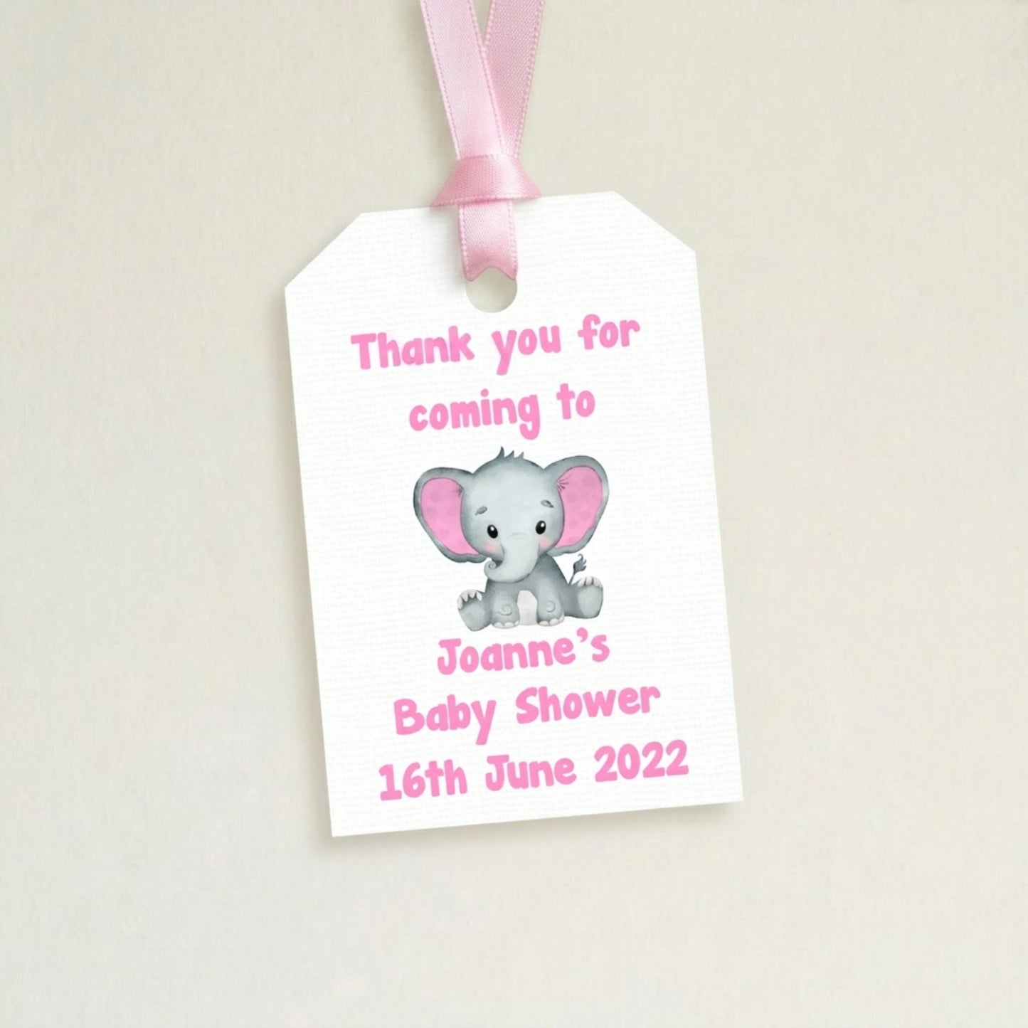 PERSONALISED ELEPHANT BABY SHOWER TAGS (PK15)