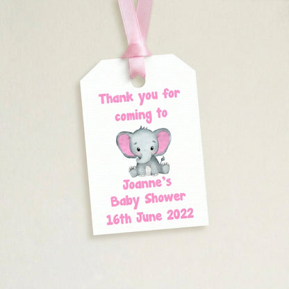 PERSONALISED ELEPHANT BABY SHOWER TAGS (PK15)