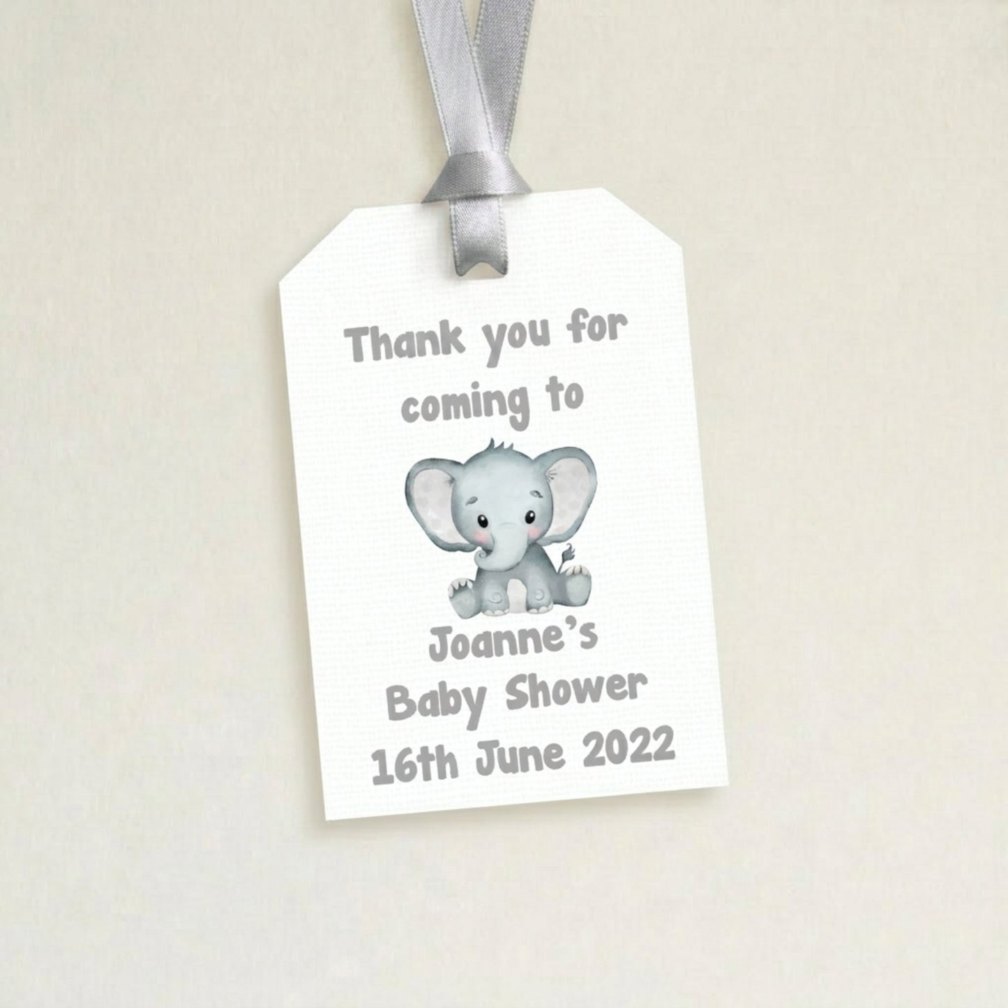 PERSONALISED ELEPHANT BABY SHOWER TAGS (PK15)