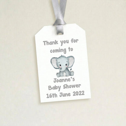 PERSONALISED ELEPHANT BABY SHOWER TAGS (PK15)