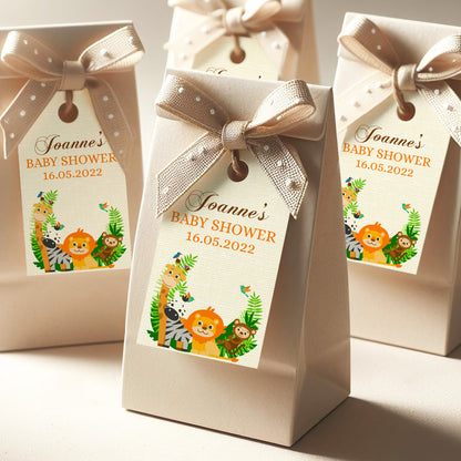 PERSONALISED PK15 CUTE JUNGLE BABY SHOWER TAGS T005