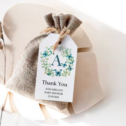 PERSONALISED PK10 EUCALYPTUS BABY SHOWER FAVOUR TAGS T054