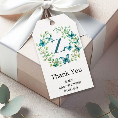PERSONALISED PK10 EUCALYPTUS BABY SHOWER FAVOUR TAGS T054