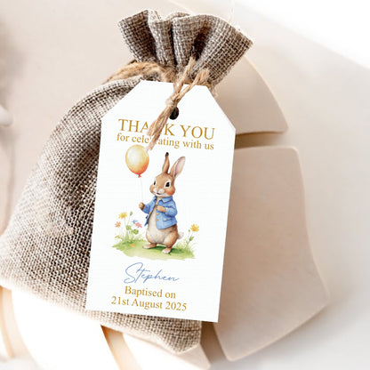 PERSONALISED PK10 PETER RABBIT CHRISTENING TAGS T061