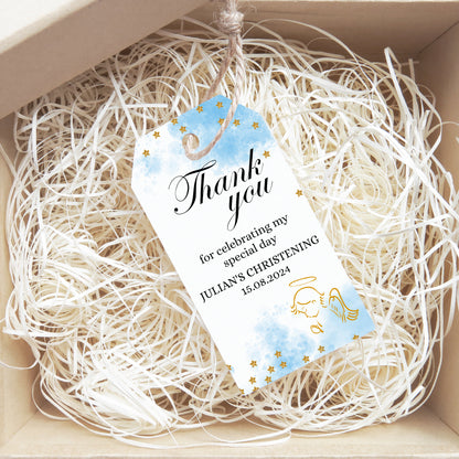 PERSONALISED PK10 ANGEL CHRISTENING TAGS T009
