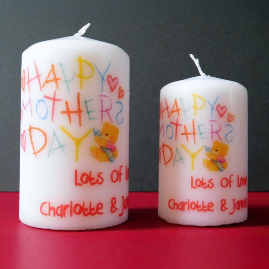 PERSONALISED TEDDY BEAR MOTHER'S DAY CANDLE GIFT P062