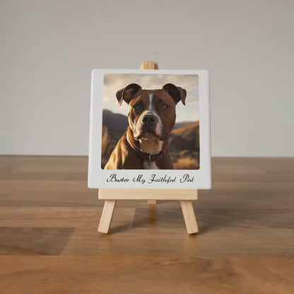 PERSONALISED PET PHOTO PLAQUE CERAMIC TILE WITH EASEL