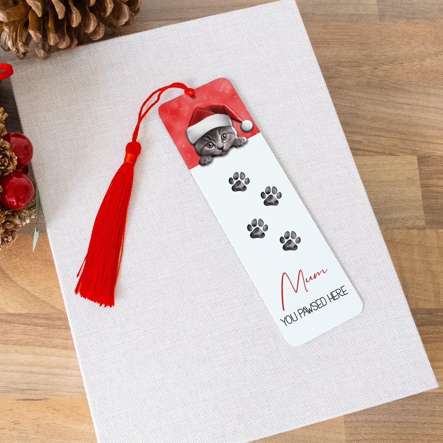 PERSONALISED PEEKING CAT METAL BOOKMARK