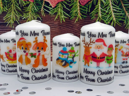 PERSONALISED THANK YOU TEACHER CHRISTMAS CANDLE (5 DESIGNS) P025