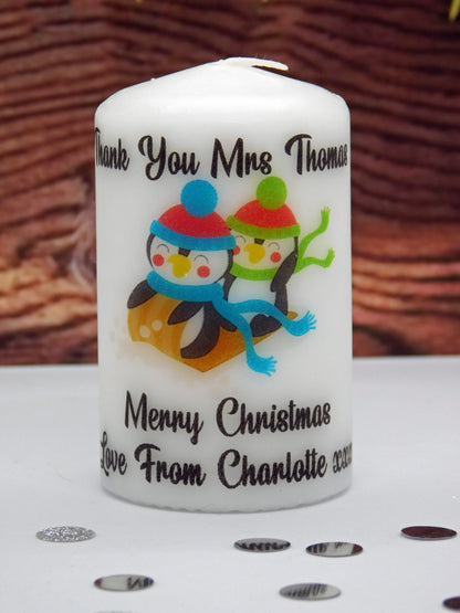 PERSONALISED THANK YOU TEACHER CHRISTMAS CANDLE (5 DESIGNS) P025