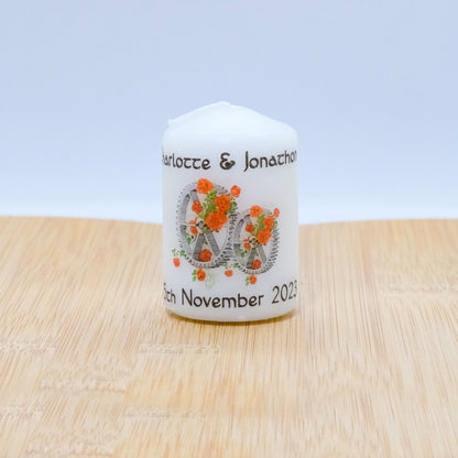 PERSONALISED GOTHIC / STEAMPUNK VINTAGE WEDDING FAVOUR CANDLES - PK10