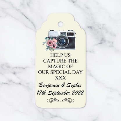 PERSONALISED PK10 RETRO STYLE CAMERA TAGS T049