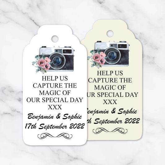 PERSONALISED PK10 RETRO STYLE CAMERA TAGS T049