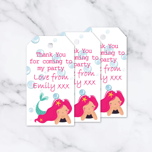 PERSONALISED MERMAID THANK YOU TAGS PK 10