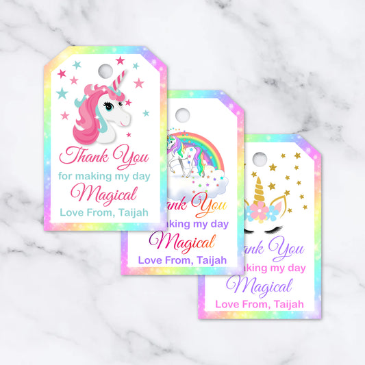 PERSONALISED UNICORN THANK YOU TAGS PK 12