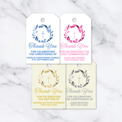 PERSONALISED PK15 BAPTISM, CHRISTENING, HOLY COMMUNION TAGS T025