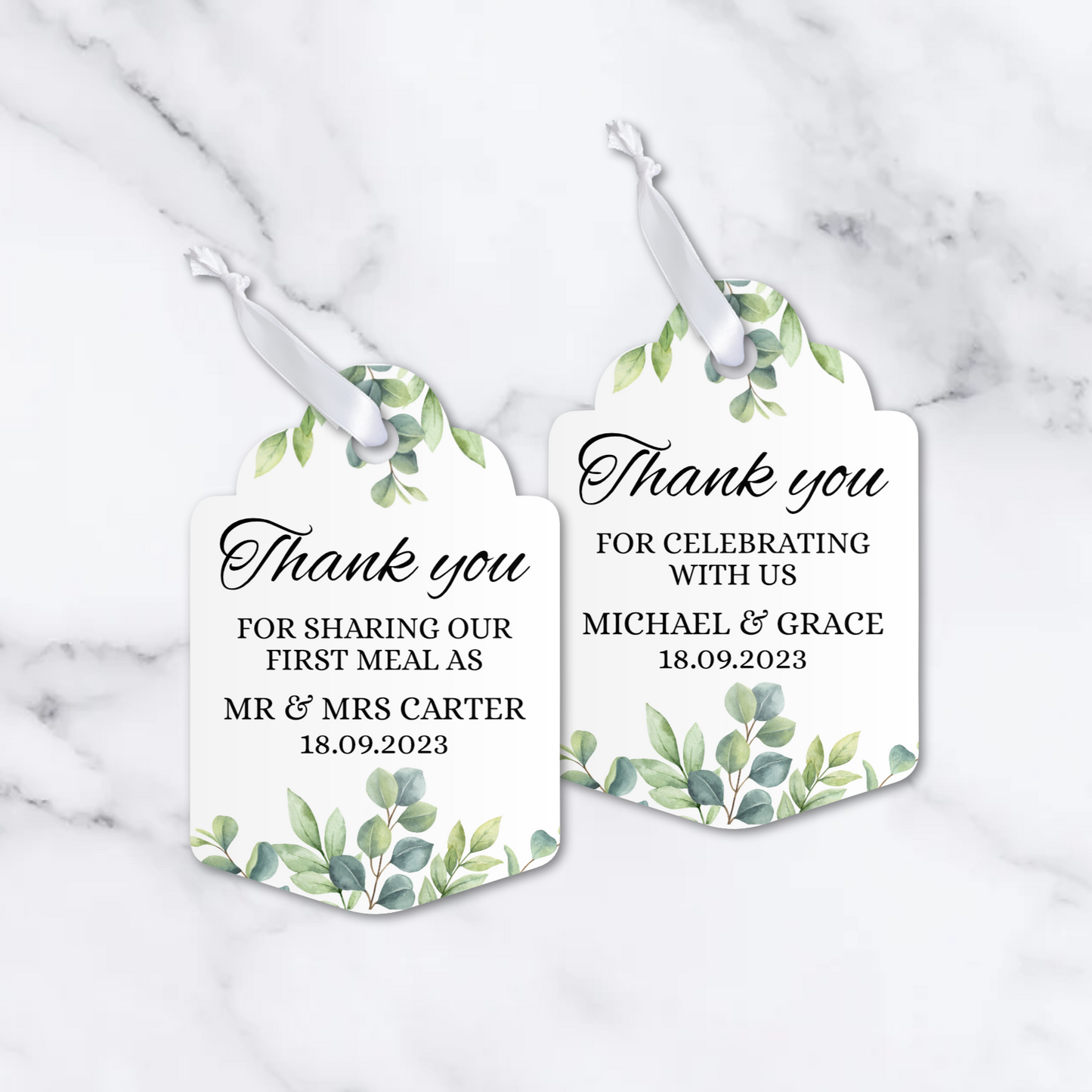 PERSONALISED WATERCOLOUR FOLIAGE WEDDING TAGS PK12