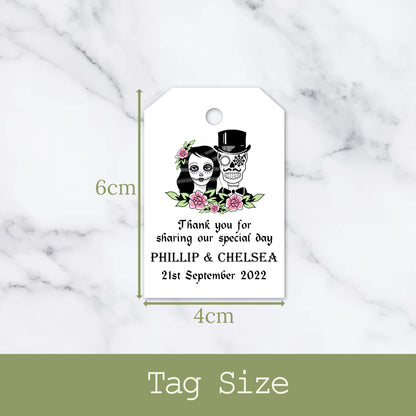 PERSONALISED GOTHIC TOP HAT COUPLE TAGS PK 12
