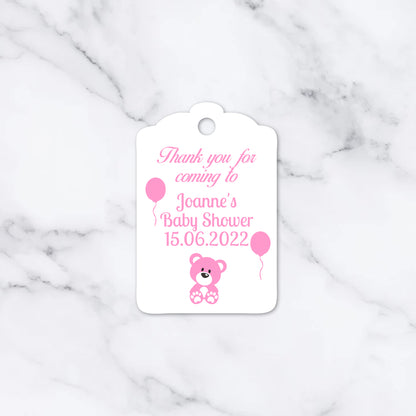 PERSONALISED PK12 TEDDY BEAR BABY SHOWER TAGS T018