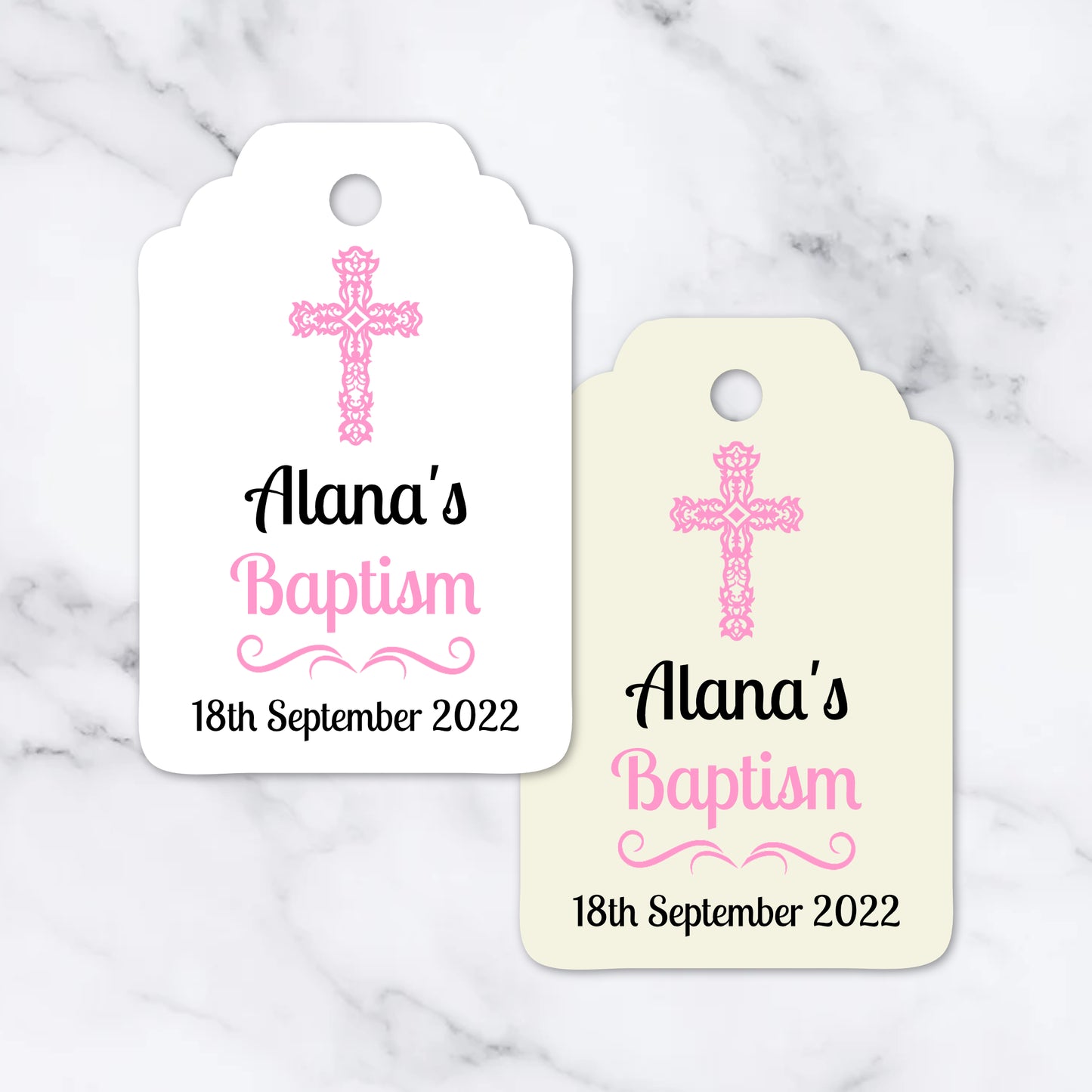 PERSONALISED PK15 CHRISTENING, BAPTISM, HOLY COMMUNION TAGS T026