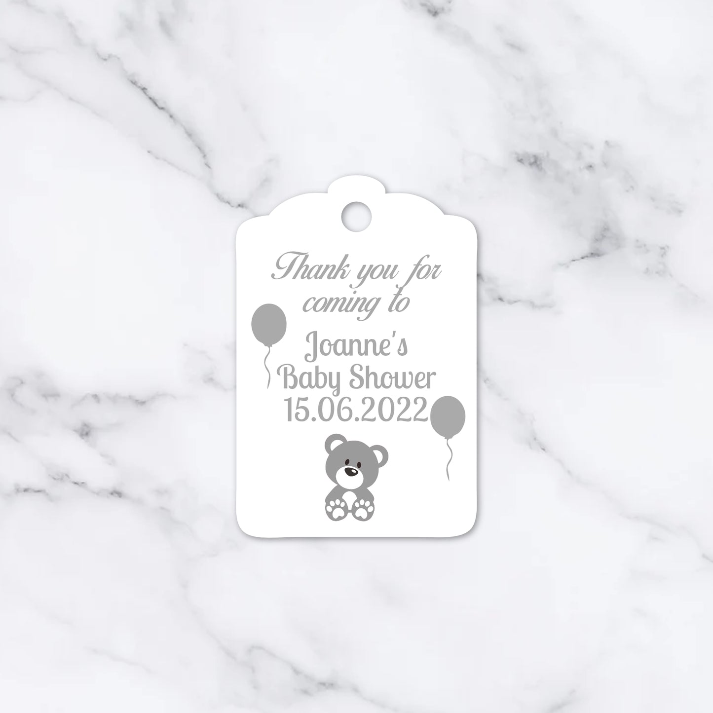 PERSONALISED PK12 TEDDY BEAR BABY SHOWER TAGS T018