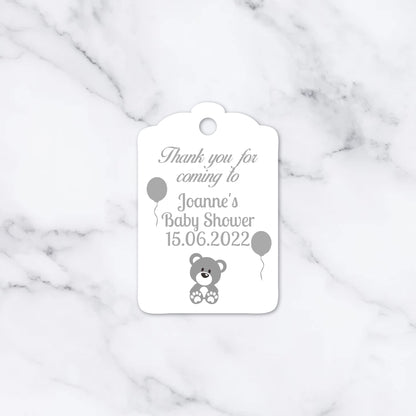 PERSONALISED PK12 TEDDY BEAR BABY SHOWER TAGS T018