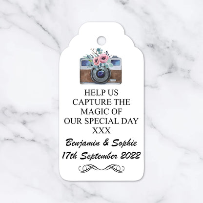 PERSONALISED PK10 VINTAGE RETRO STYLE CAMERA TAGS T049