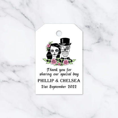 PERSONALISED GOTHIC TOP HAT COUPLE TAGS PK 12