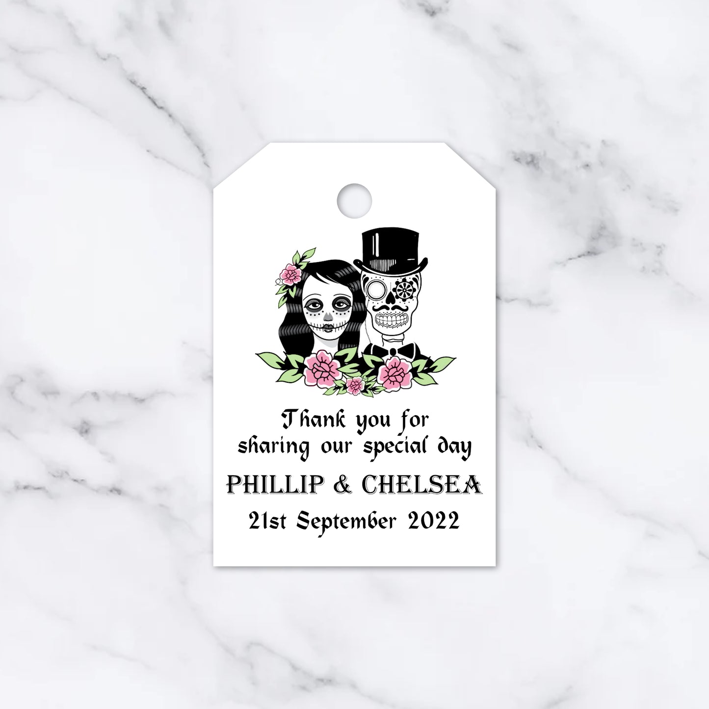 PERSONALISED PK15 TOP HAT GOTHIC WEDDING TAGS