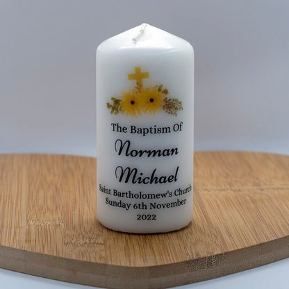 PERSONALISED CHRISTENING, BAPTISM, HOLY COMMUNION CANDLE P014