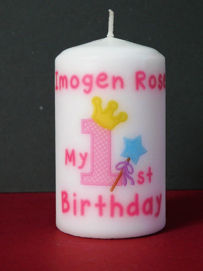 PRSONALISED FIRST BIRTHDAY CANDLES - AVAILABLE IN TWO SIZES