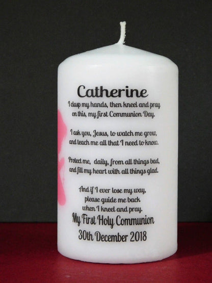 PERSONALISED HOLY COMMUNION CANDLE 120MM P013
