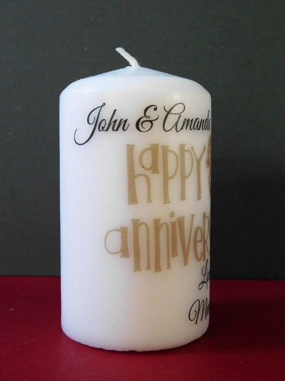 PERSONALISED VINTAGE ANNIVERSARY PILLAR CANDLE P003