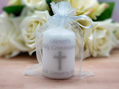 PERSONALISED 6CM CHRISTENING | BAPTISM CANDLE FAVOURS PK10 M018