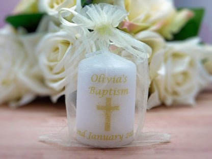 PERSONALISED 6CM CHRISTENING | BAPTISM CANDLE FAVOURS PK10 M018