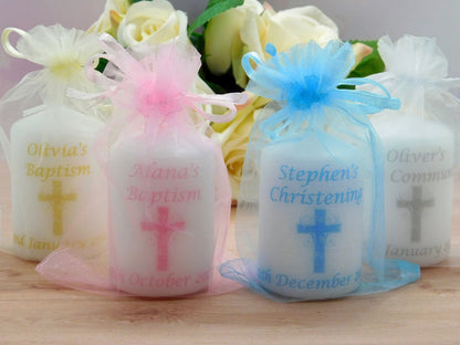 PERSONALISED 6CM CHRISTENING | BAPTISM CANDLE FAVOURS PK10 M018
