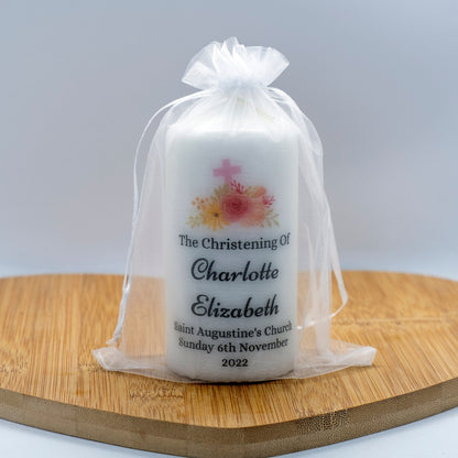 PERSONALISED CHRISTENING, BAPTISM, HOLY COMMUNION CANDLE P014